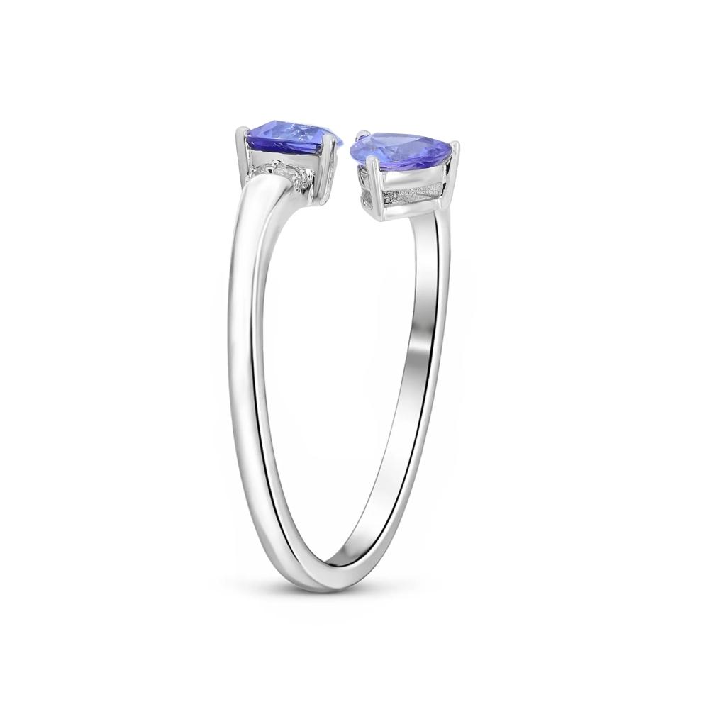 Trillion-Cut Tanzanite &amp; Diamond Accent Bypass Ring in Sterling Silver – Image 3 of 4