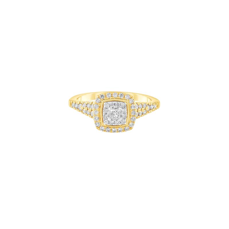 Princess-Cut Diamond Engagement Ring in 10K Yellow and White Gold &#40;1/2 ct. tw.&#41; – Image 1 of 3