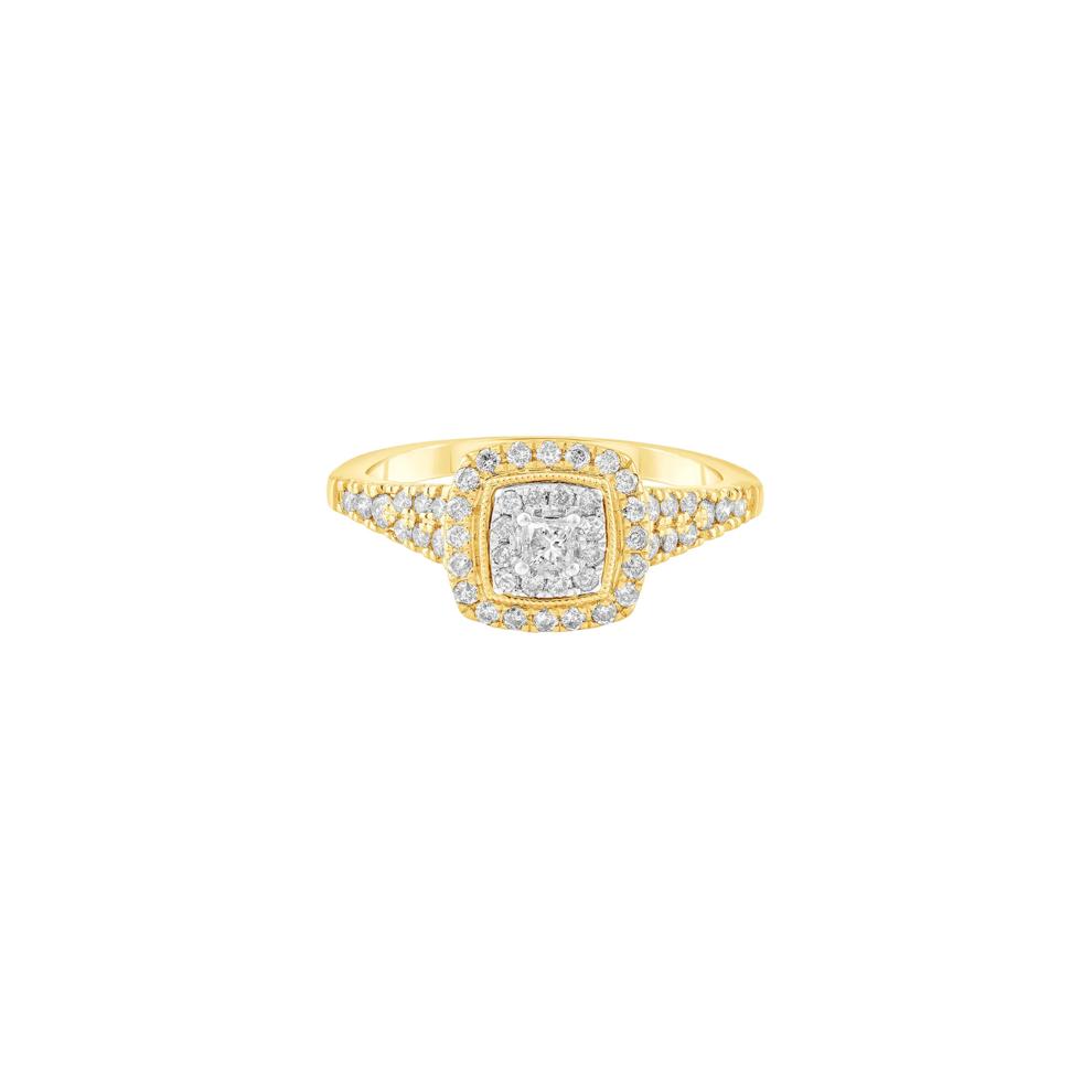 Princess-Cut Diamond Engagement Ring in 10K Yellow and White Gold (1/2 ct. tw.) – Image 1 of 3
