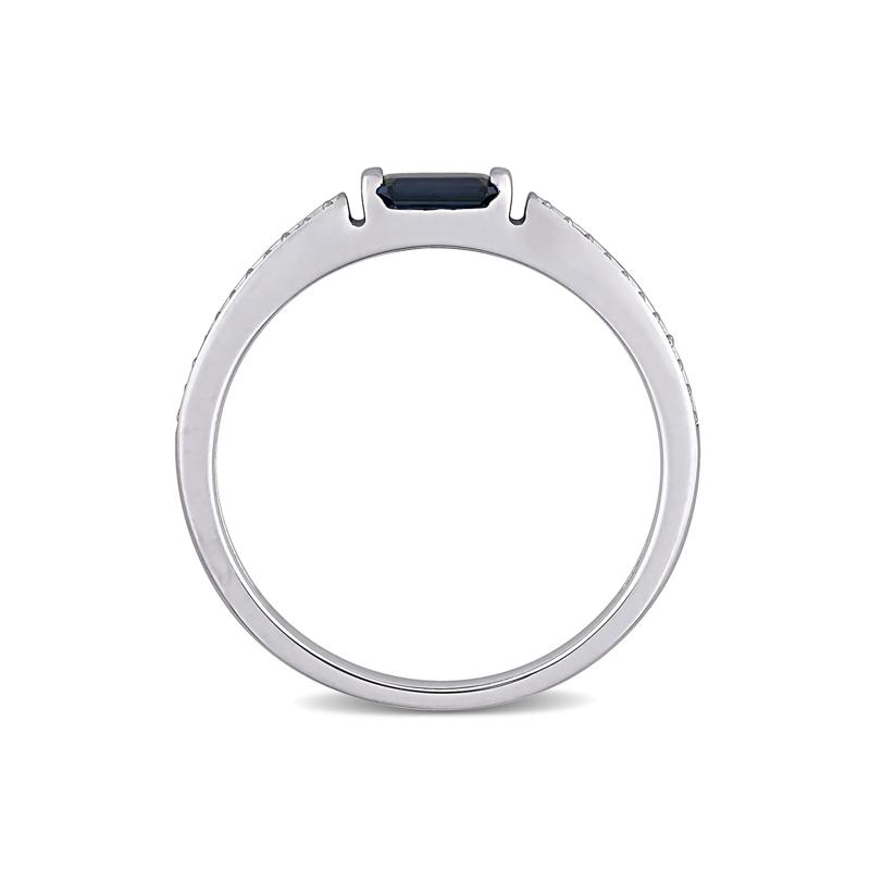 Blue Sapphire &amp; Diamond Stacking Ring in 10K White Gold &#40;1/10 ct. tw.&#41; – Image 2 of 5
