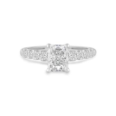 Lab Grown Diamond Radiant Center Engagement Ring in 14K White Gold (1 1/2 ct. tw.)