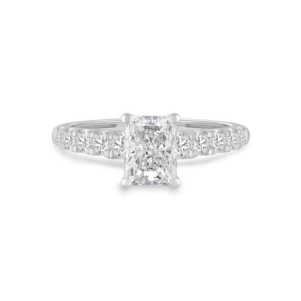 Lab Grown Diamond Radiant Center Engagement Ring in 14K White Gold (1 1/2 ct. tw.) – Image 1 of 4