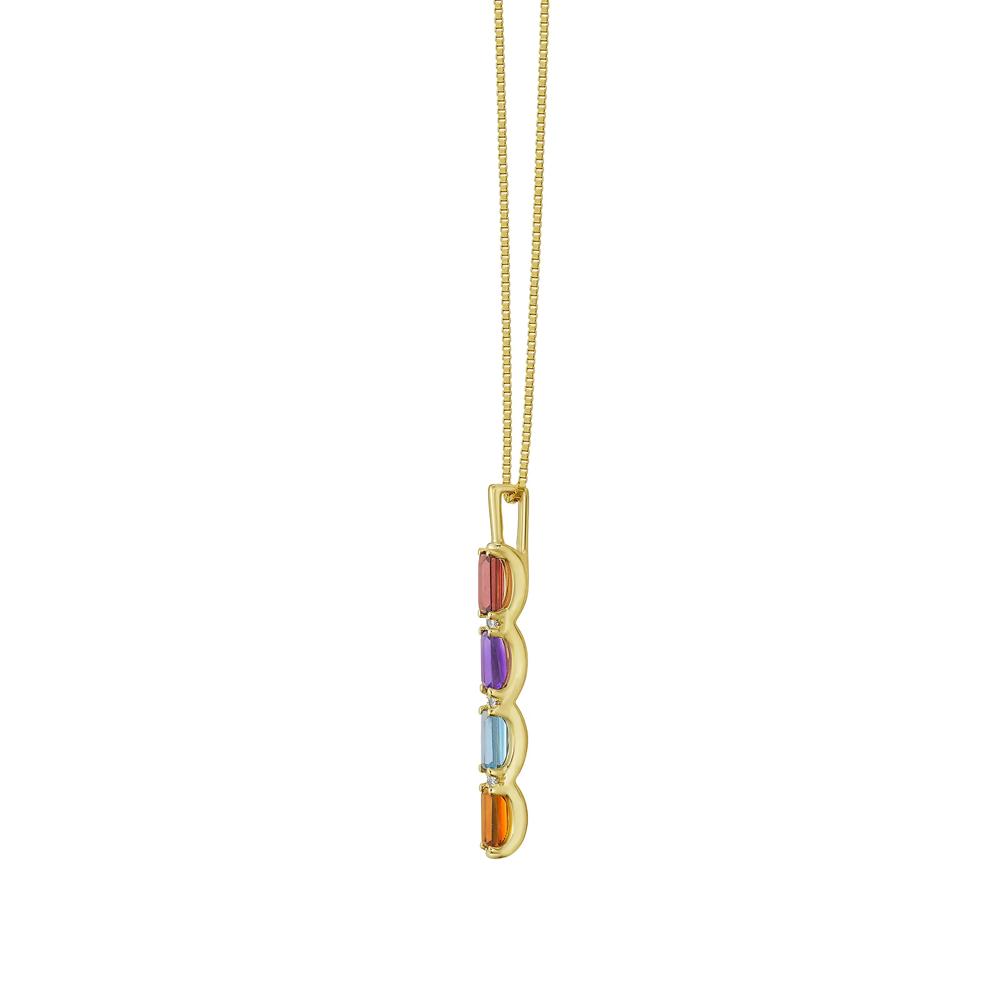 Amethyst, Garnet, Citrine, Blue Topaz &amp; Diamond Accent Pendant Necklace in 14K Yellow Gold – Image 2 of 2