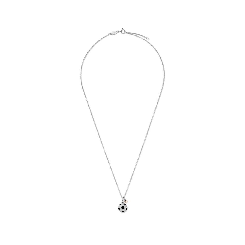 Lab Grown Diamond Accent Soccer Ball Pendant in Sterling Silver &amp; 10K Rose Gold – Image 3 of 5