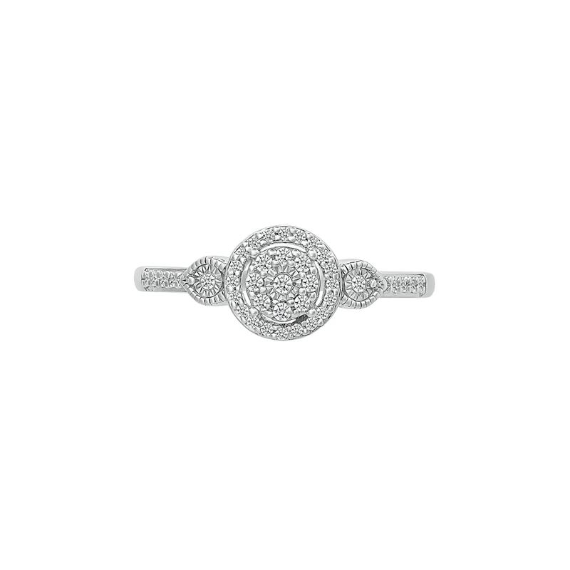 Diamond Halo Promise Ring in Sterling Silver &#40;1/7 ct. tw.&#41; – Image 5 of 5