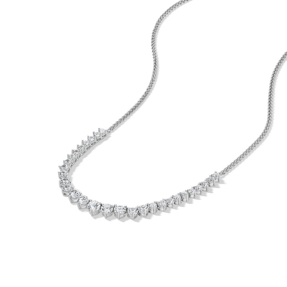 Lab-Created White Sapphire Graduated Frontal Necklace in Sterling Silver – Image 4 of 4