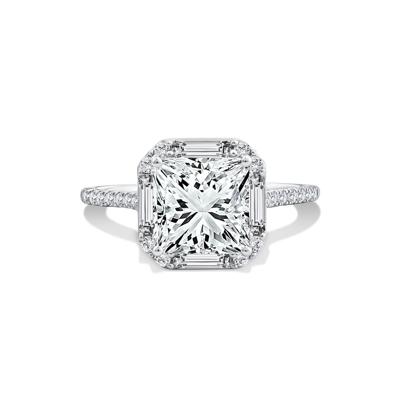 Lab Grown Diamond Princess-Cut Halo Engagement Ring in 14K White Gold (3 1/2 ct. tw.)