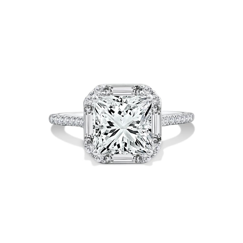 Lab Grown Diamond Princess-Cut Halo Engagement Ring in 14K White Gold (3 1/2 ct. tw.) – Image 1 of 4