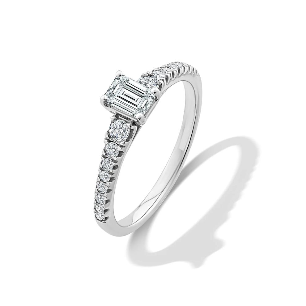 Diamond Emerald-Cut Center Engagement Ring in 14K White Gold (3/4 ct. tw.) – Image 4 of 4