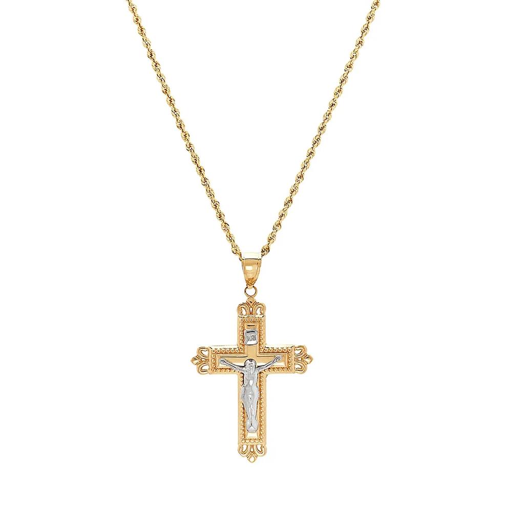 Crucifix Pendant in 14K White &amp; Yellow Gold – Image 1 of 2