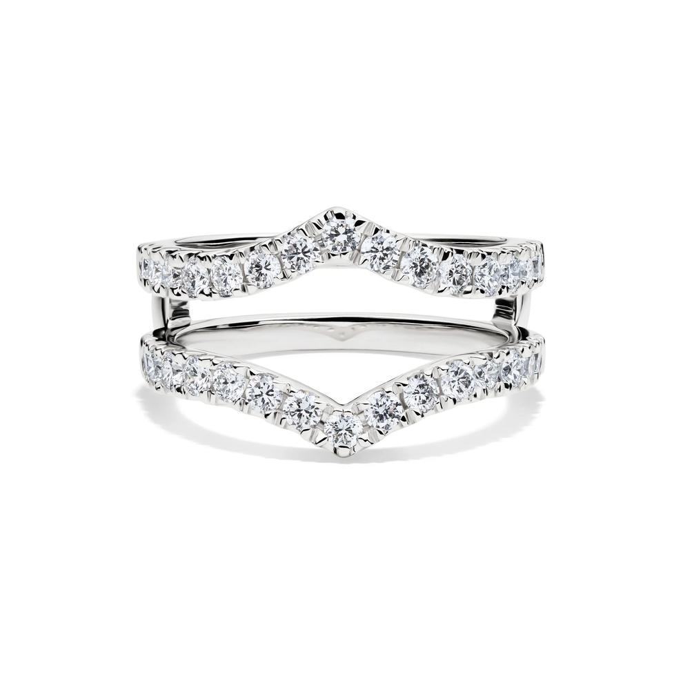 14k White Gold Split Shank Solitaire Enhancer REAL Diamonds Ring Guard Wrap