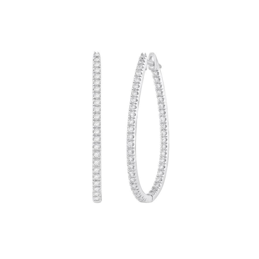 Diamond Hoop Earrings in 10K White Gold (1 ct. tw.) – Image 1 of 1