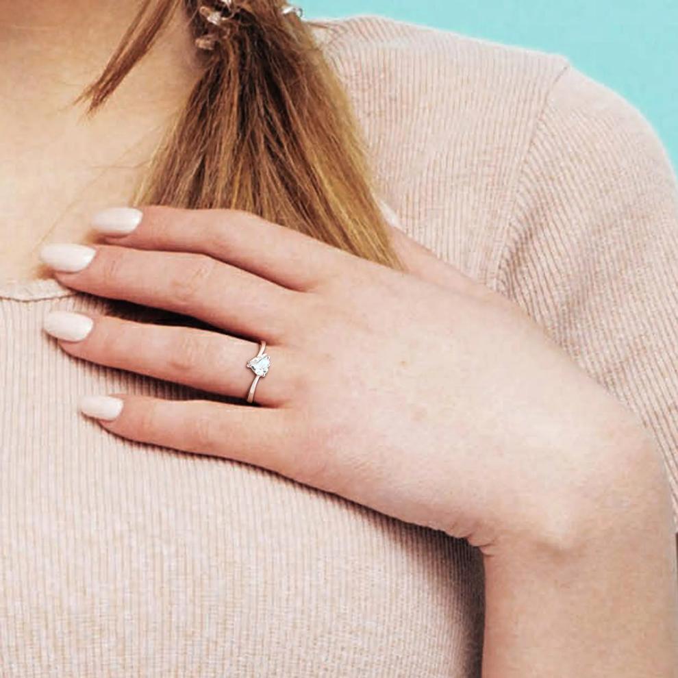 Heart-Shaped Blue Topaz and Diamond Accent Ring in Sterling Silver – Image 5 of 5