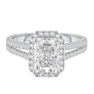 Lab Grown Diamond Radiant-Cut Halo Engagement Ring in 14K White Gold (3 ct. tw.)