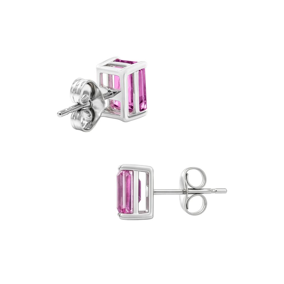 Pink Topaz Octagon Stud Earrings in Sterling Silver – Image 2 of 3