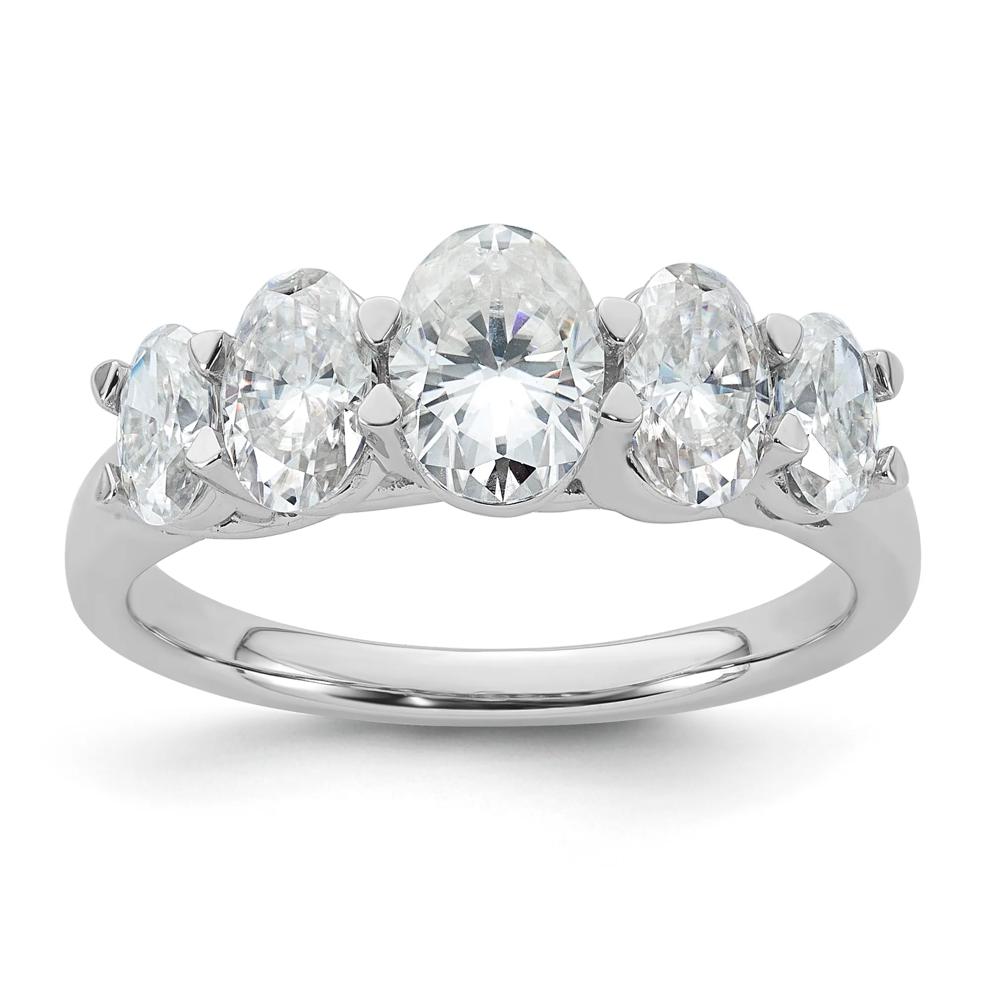 Lab-Created Moissanite Oval Five-Stone Band in 10K White Gold (2 ct. dew) – Image 1 of 3