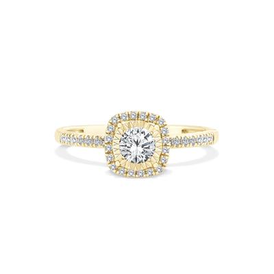 Lab Grown Diamond Round Center Promise Ring  in 10K Yellow Gold (1/2 ct. tw.)