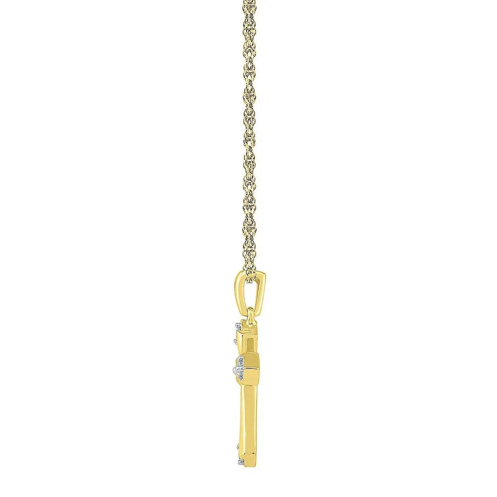 1/10 ct. tw. Diamond Cross Pendant in 10K Yellow Gold – Image 2 of 2