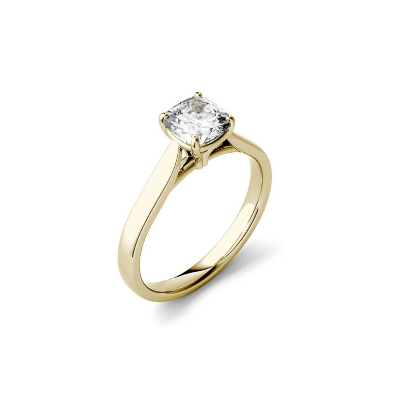 Cushion-Cut Moissanite Solitaire Ring in 14K Yellow Gold &#40;1 ct. dew&#41; – Image 4 of 4