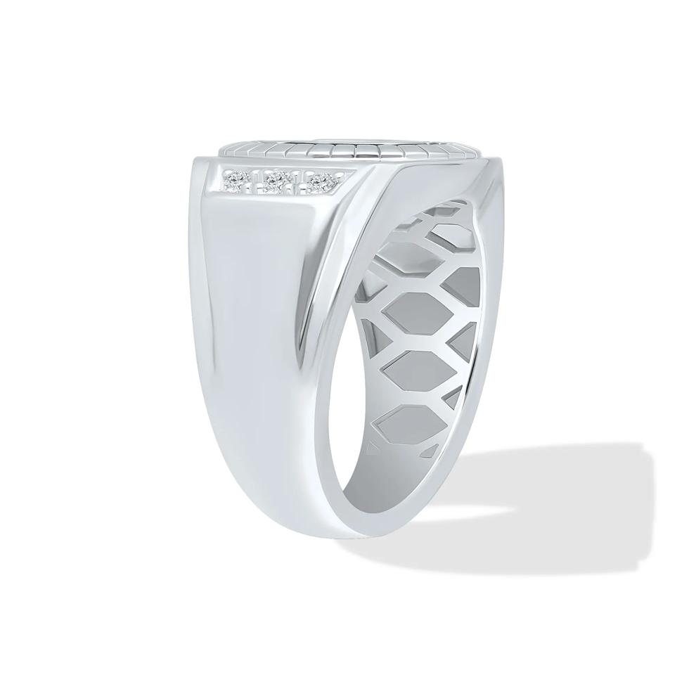 Men's Diamond Horseshoe Ring in Black Rhodium Sterling Silver (1/5 ct. tw.) – Image 3 of 4