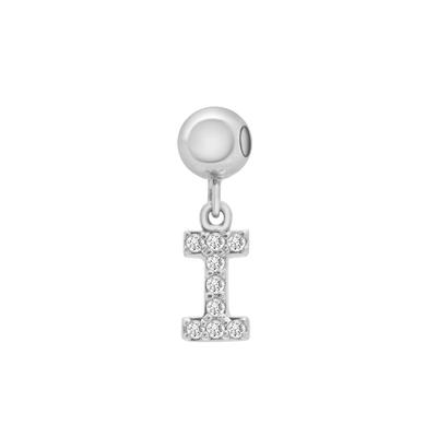 Diamond Accent I Initial Bead Charm in Sterling Silver