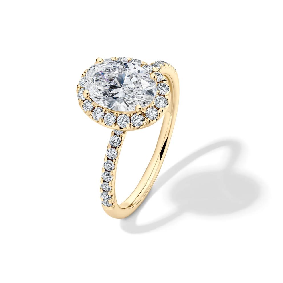 Lab Grown Diamond Oval Halo Engagement Ring in 14K Yellow Gold (2 ct. tw.) – Image 4 of 4