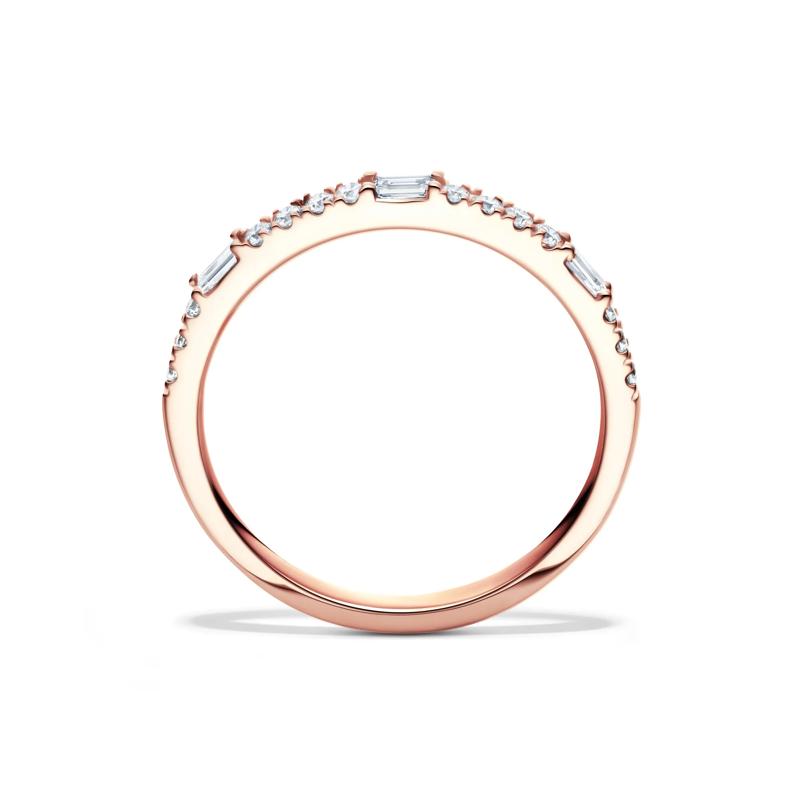 Lab Grown Diamond Round &amp; Baguette Stack Band in 10K Rose Gold &#40;1/5 ct. t.w&#41; – Image 2 of 4