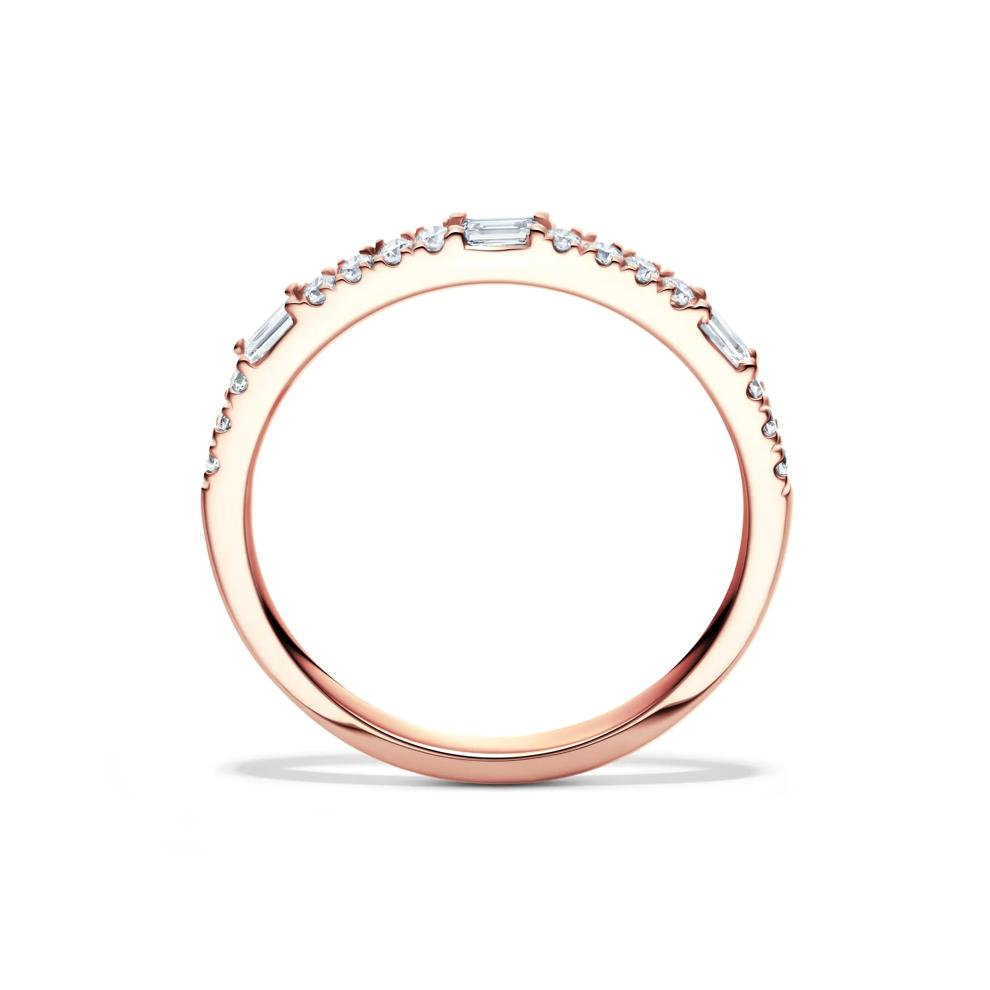 Lab Grown Diamond Round &amp; Baguette Stack Band in 10K Rose Gold (1/5 ct. t.w) – Image 2 of 4