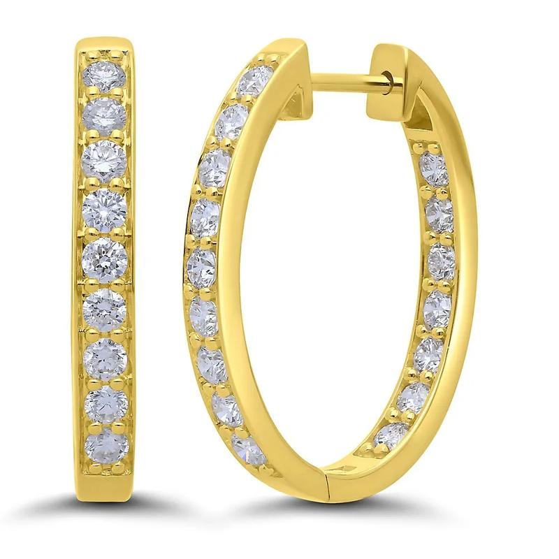 1 1/2 ct. tw. Diamond Inside-Out Hoop Earrings in 14K Yellow Gold – Image 1 of 1