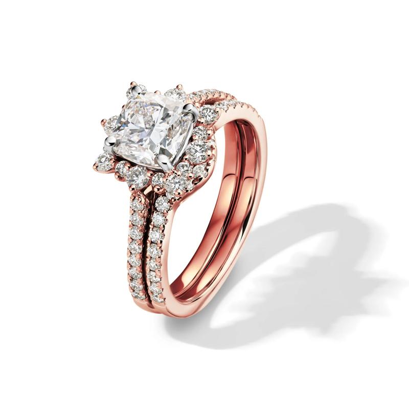 Valentina Cushion-Cut Lab Grown Diamond Halo Bridal Set in 14K Rose Gold &#40;2 1/4 ct. tw.&#41; – Image 5 of 7