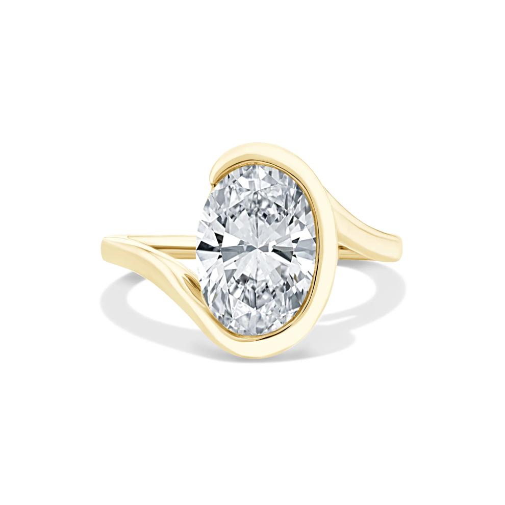 Lab Grown Diamond Oval Solitaire Engagement Ring in 14K Yellow Gold (3 ct.) – Image 1 of 4