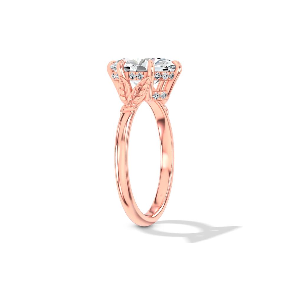 Lab Grown Diamond Etched Leaf Shank Engagement Ring in 14K Rose Gold (2 ct. tw.) – Image 3 of 4