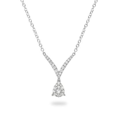 Diamond V-Shape Frontal Drop Pendant Necklace in Sterling Silver (1/3 ct. tw.)