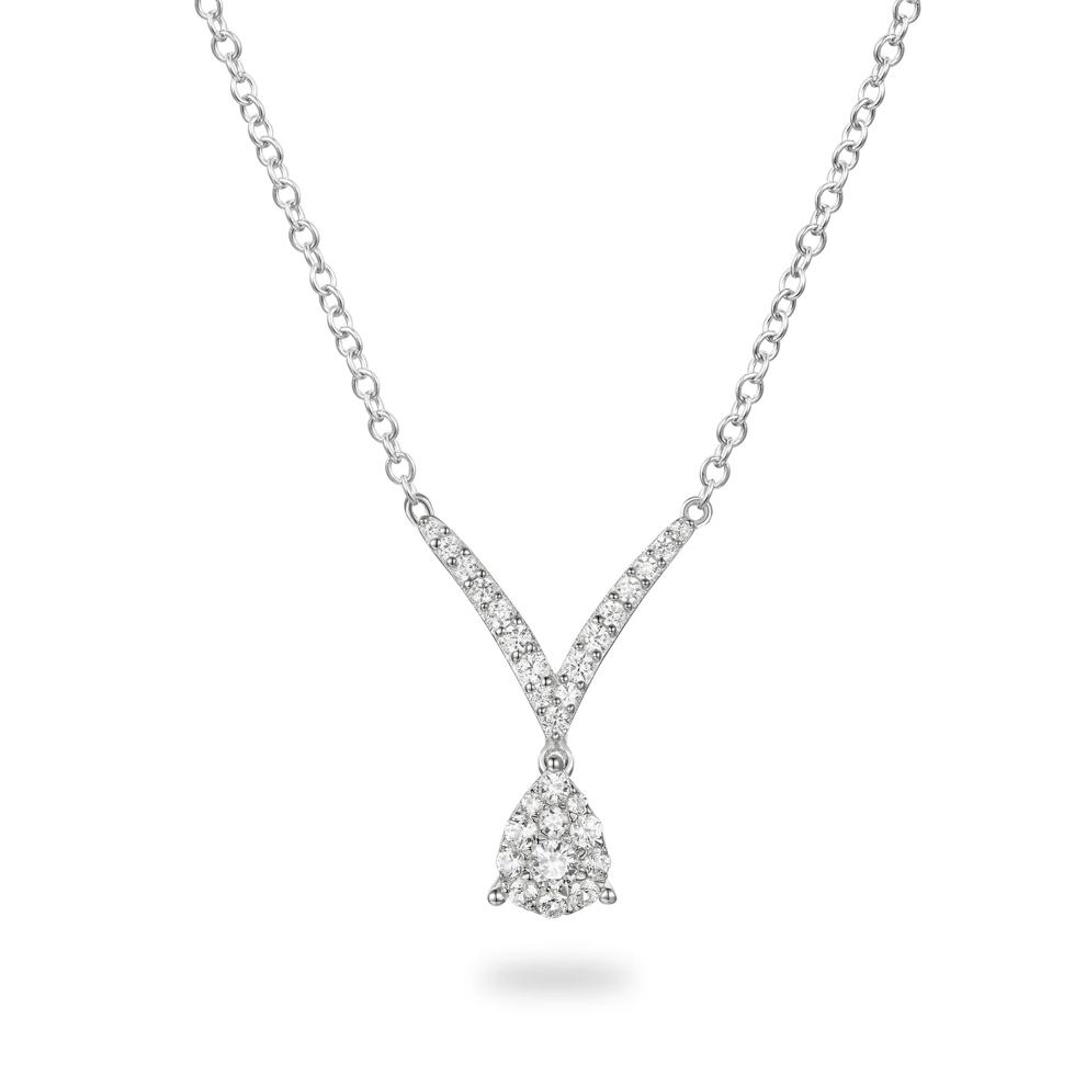 Diamond V-Shape Frontal Drop Pendant Necklace in Sterling Silver (1/3 ct. tw.) – Image 1 of 4