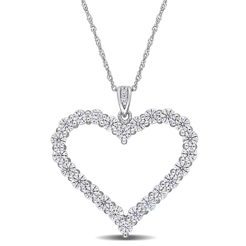 Moissanite Heart Pendant in Sterling Silver &#40;2 2/5 ct. dew&#41; – Image 1 of 3