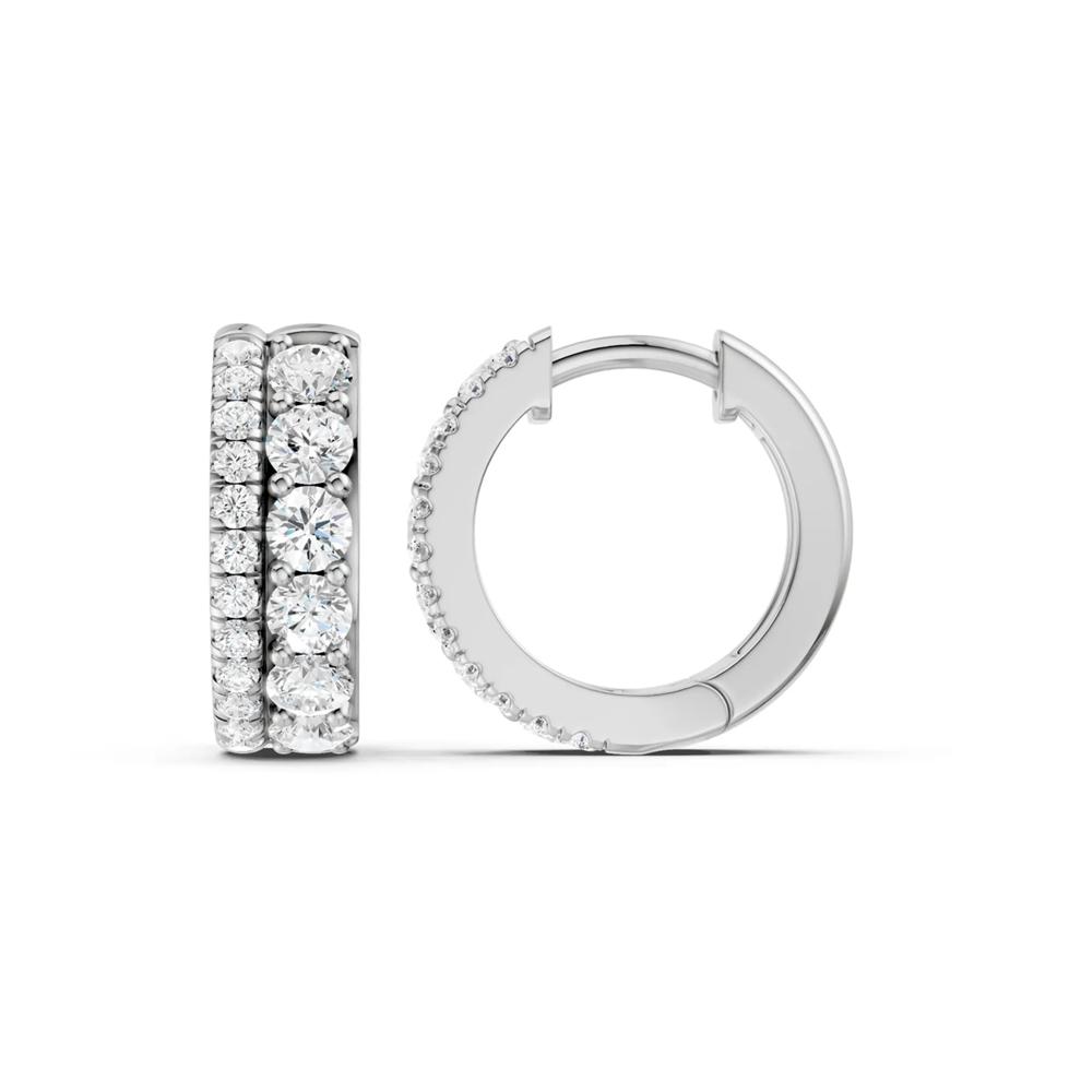 Lab Grown Diamond Double Row Hoop Earrings in 10K White Gold (1 1/4 ct. tw.) – Image 3 of 4