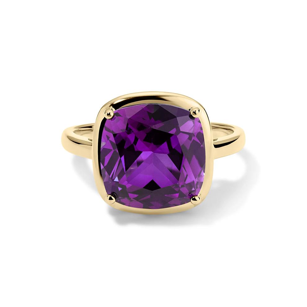 Cushion-Cut Amethyst Ring in 10K Yellow Gold – Image 1 of 4