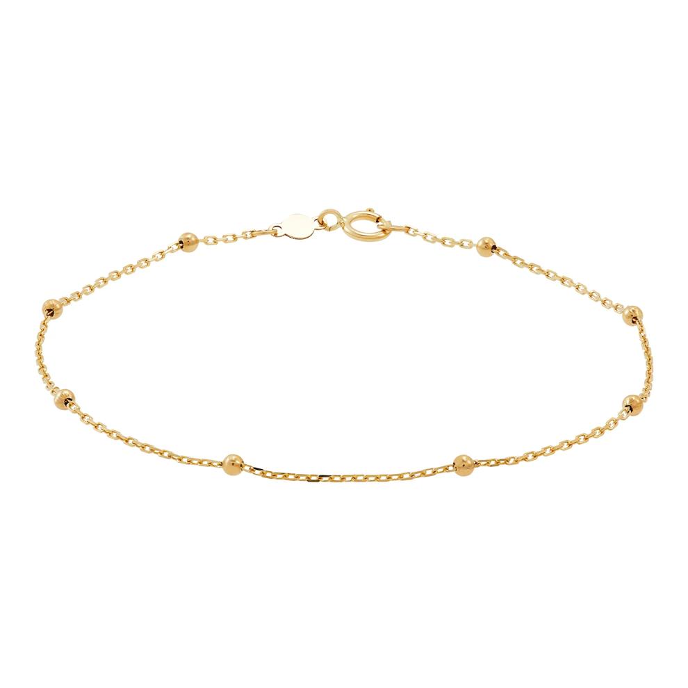 Bead Station Bracelet in 14K Yellow Gold, 2MM, 7.25&rdquo; – Image 2 of 2