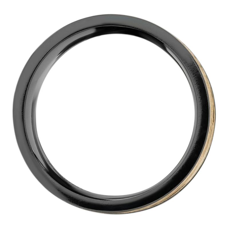 Men&#39;s Woodgrain Pattern Band in Zirconium and 14K Yellow Gold – Image 2 of 3
