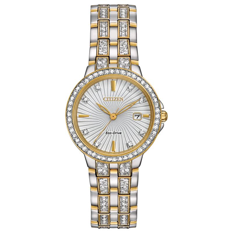 Ladies&#39; Silhouette Crystal Watch in Two-Tone Stainless Steel – Image 1 of 1