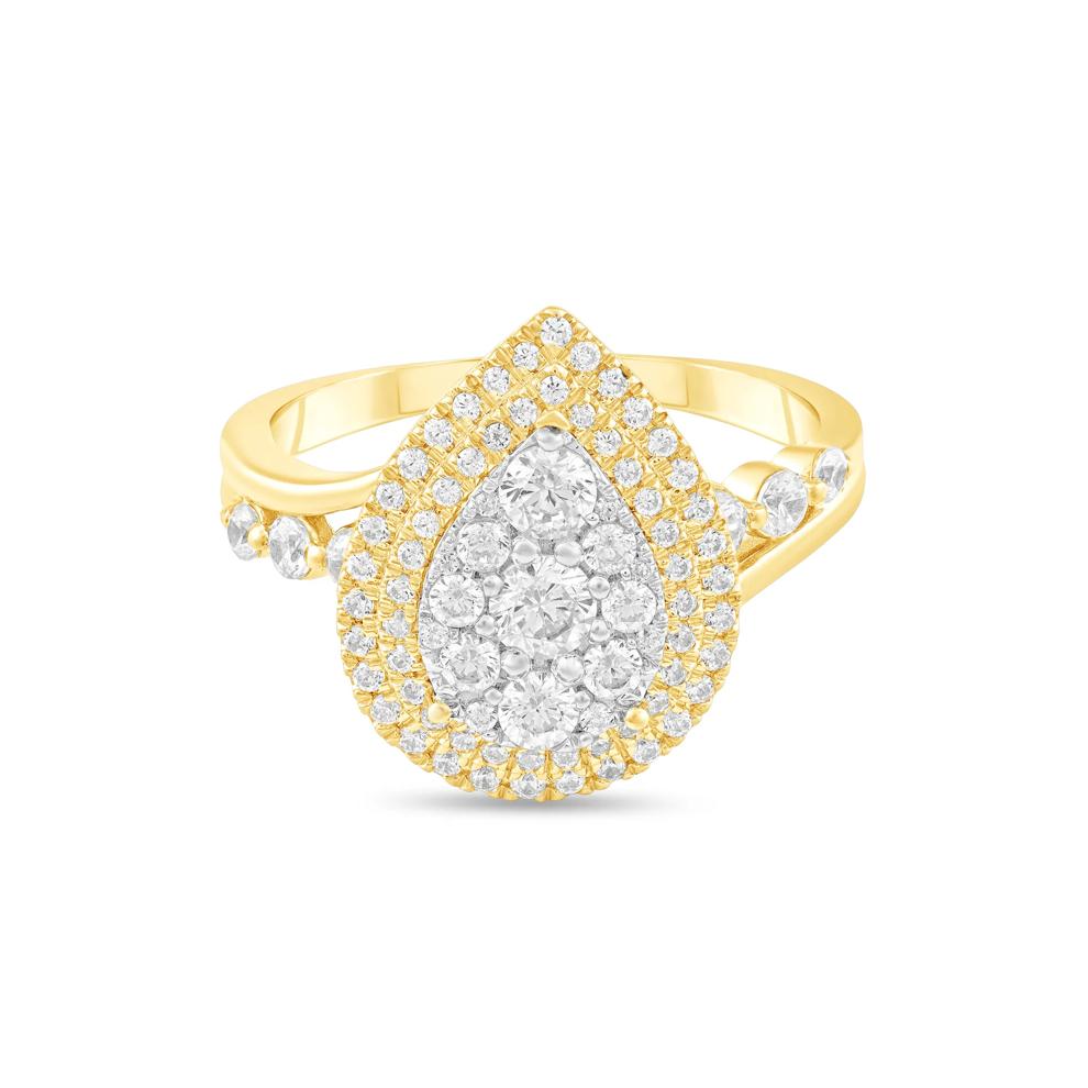 Diamond Pear-Shaped Double Halo Composite Engagement Ring in 10K Yellow &amp; White Gold (1 ct. tw.) – Image 1 of 4
