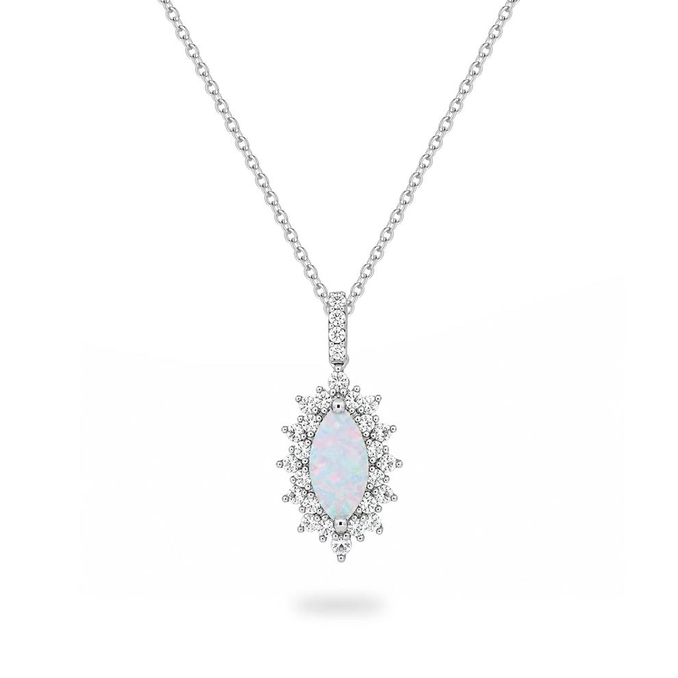 Lab-Created Opal &amp; White Sapphire Pendant, Earrings, &amp; Ring Boxed Set in Sterling Silver – Image 4 of 4