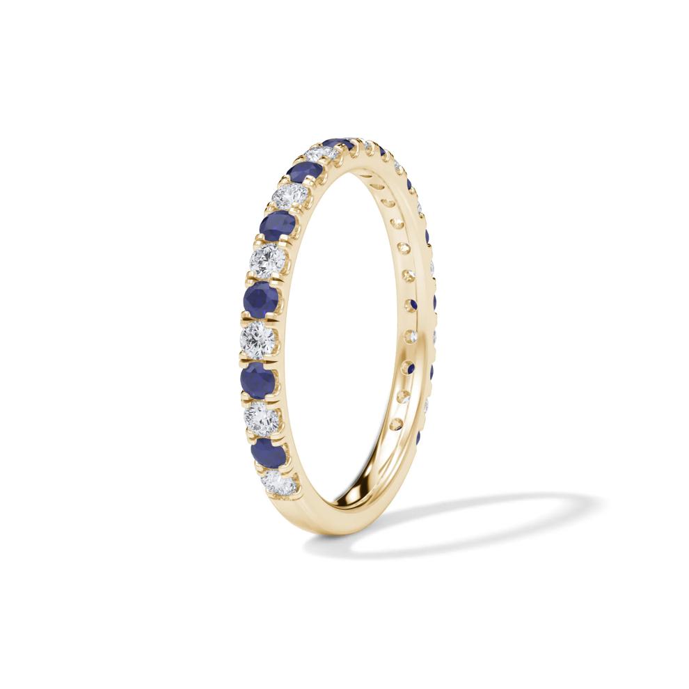 Lab Grown Diamond &amp; Lab-Created Sapphire Anniversary Band in 14K Yellow Gold (1/3 ct. tw.) – Image 3 of 4