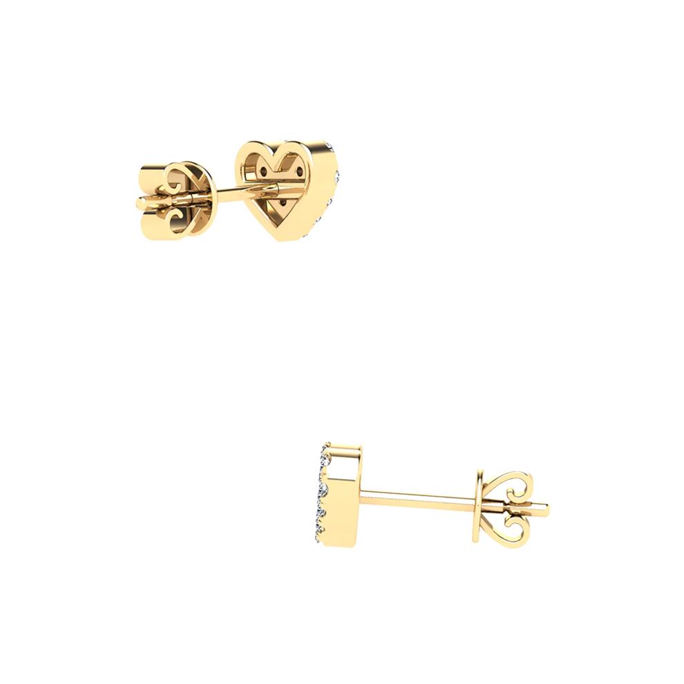 Diamond Heart Stud Earrings in 10K Yellow Gold (1/10 ct. tw.) – Image 2 of 2