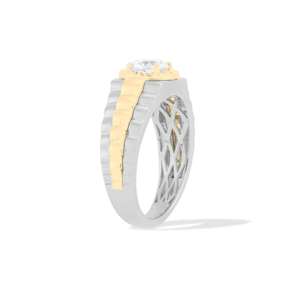 Men's Lab Grown Diamond Ring in 10K White &amp; Yellow Gold (1 ct. tw.) – Image 3 of 4