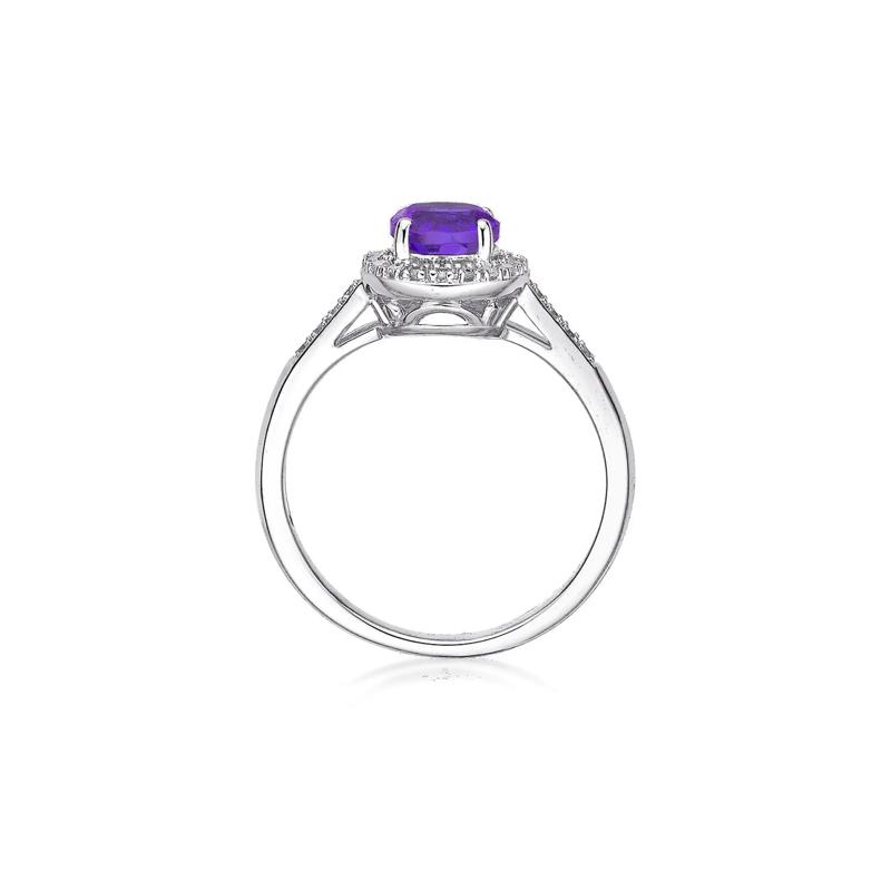 Amethyst &amp; 1/8 ct. tw. Diamond Ring in Sterling Silver – Image 2 of 3