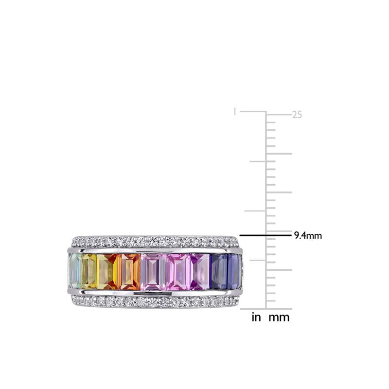 Lab Created Sapphire Spectrum Ring in Sterling Silver  – Image 5 of 7