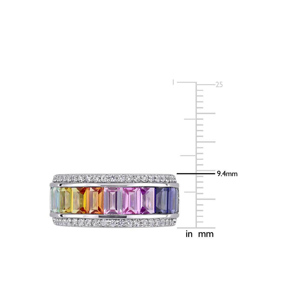Lab Created Sapphire Spectrum Ring in Sterling Silver  – Image 5 of 7