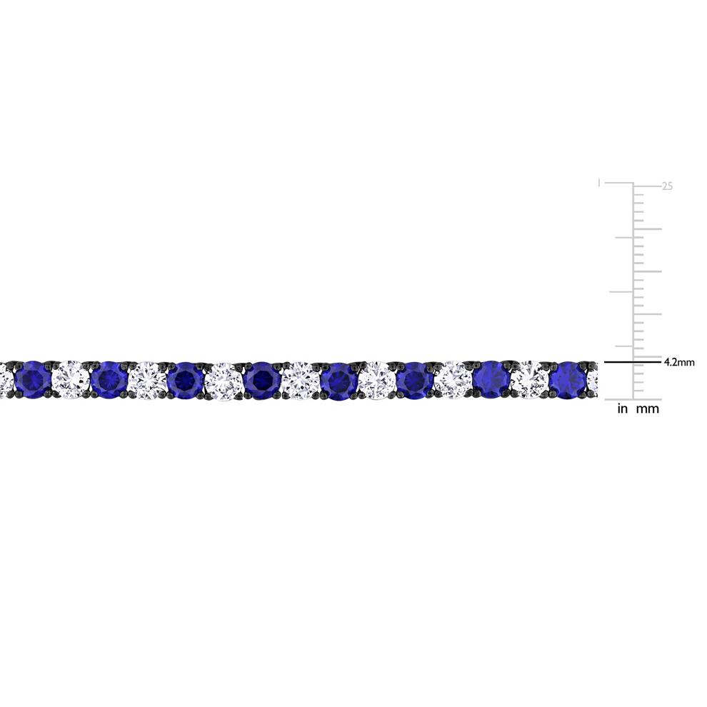 Lab-Created Blue Sapphire &amp; Lab-Created White Sapphire Tennis Necklace in Sterling Silver &amp; Black Rhodium – Image 6 of 6