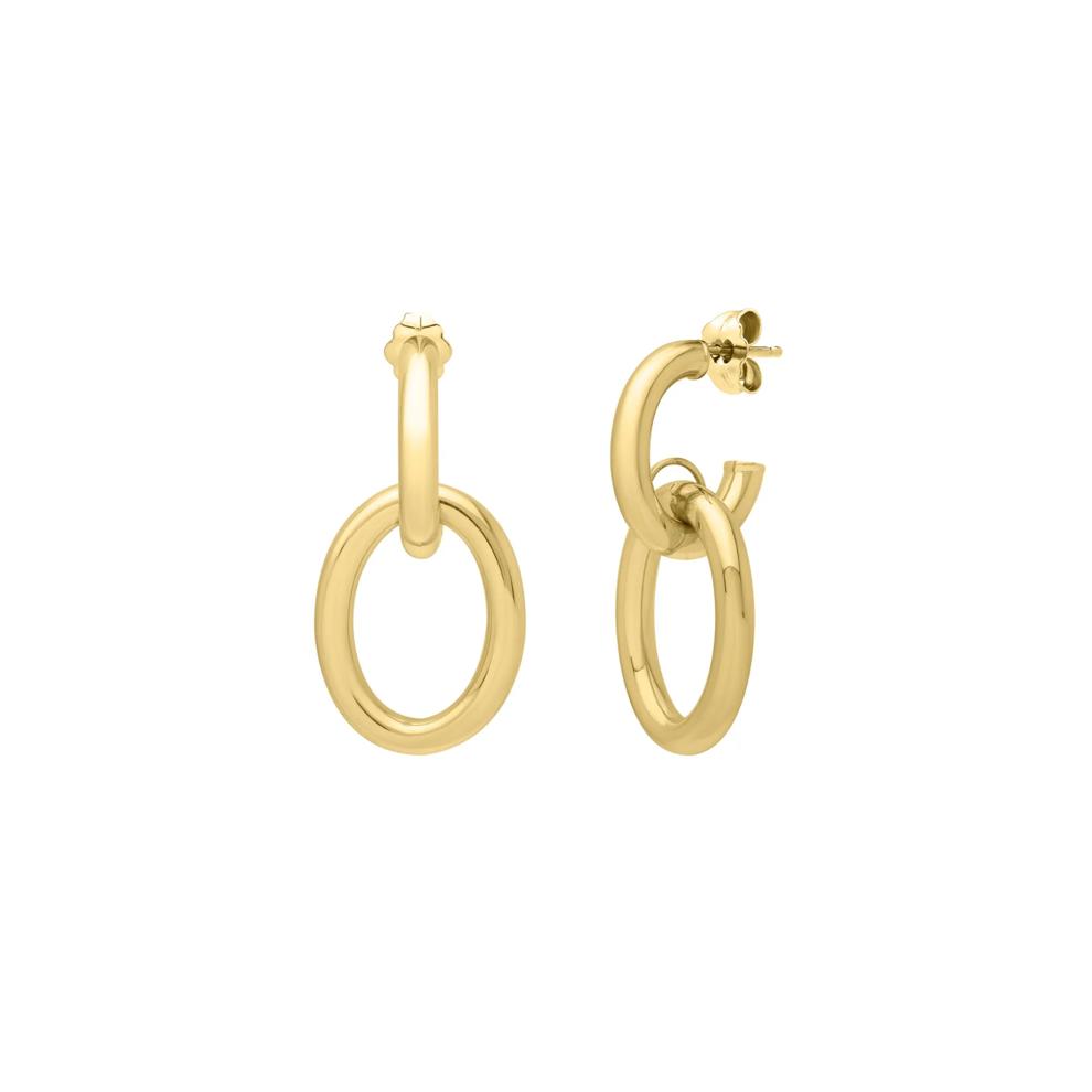 Polished Tube-Link Drop Earrings in 14K Yellow Gold – Image 1 of 2